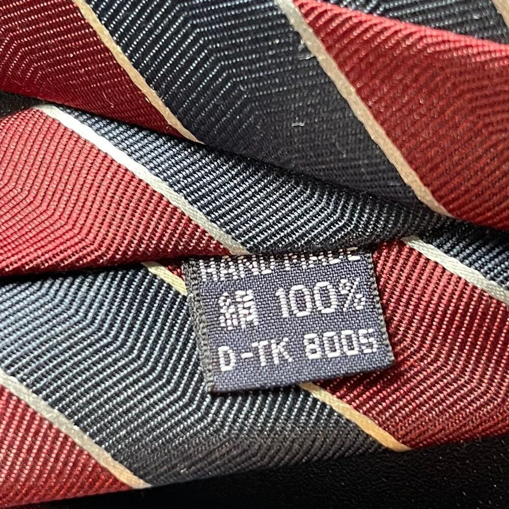 Burberrys Vintage 100% Silk Men's Striped Necktie, Red/White/Blue - Preowned